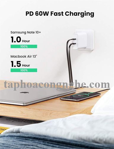 Ugreen 10974 0.5M 2.0 PD 3A 20V màu đen USB type C Cáp sạc và truyền dữ liệu máy tính ra điện thoại US333 30010974